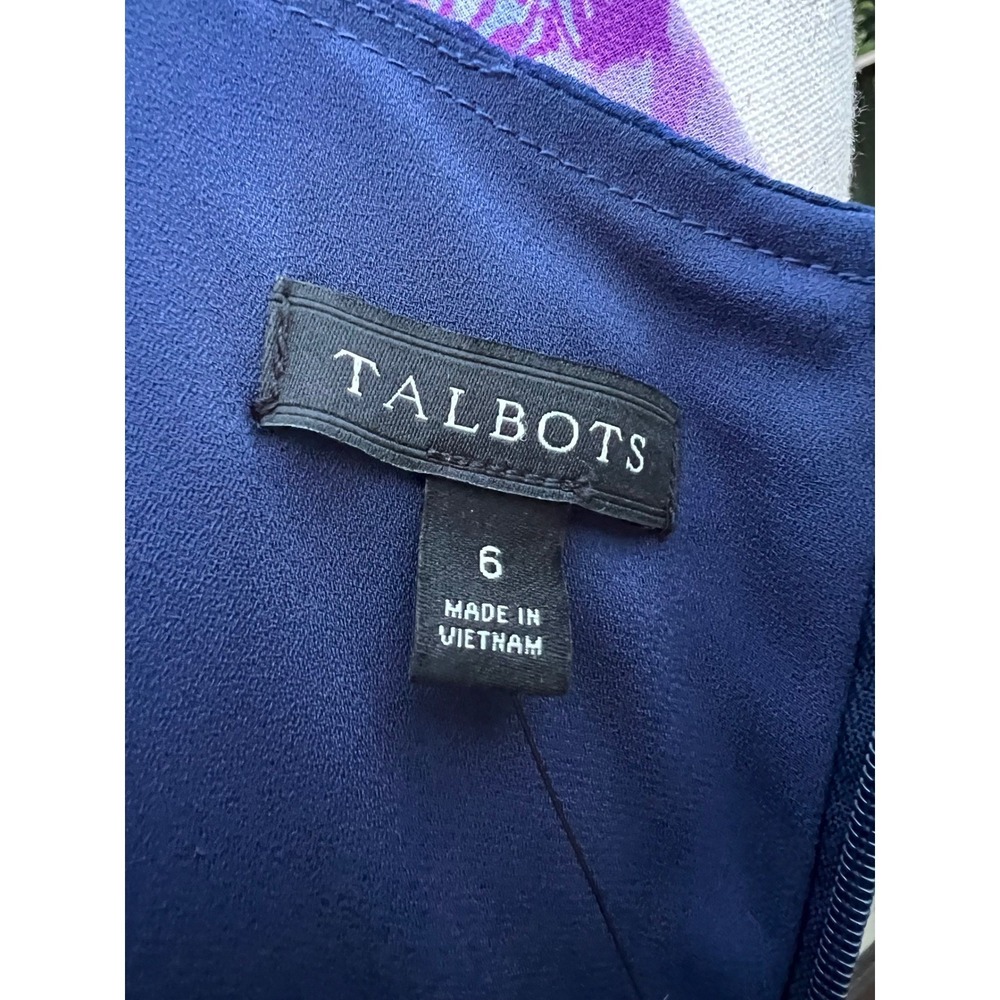 NWT Talbots 6 Georgette Painterly Chiffon Faux Wrap Midi Dress Cascading Ruffle - Picture 7 of 9